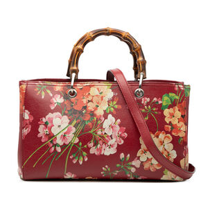Pre-Loved Gucci Medium Calfskin Blooms Bamboo Shopper Satchel